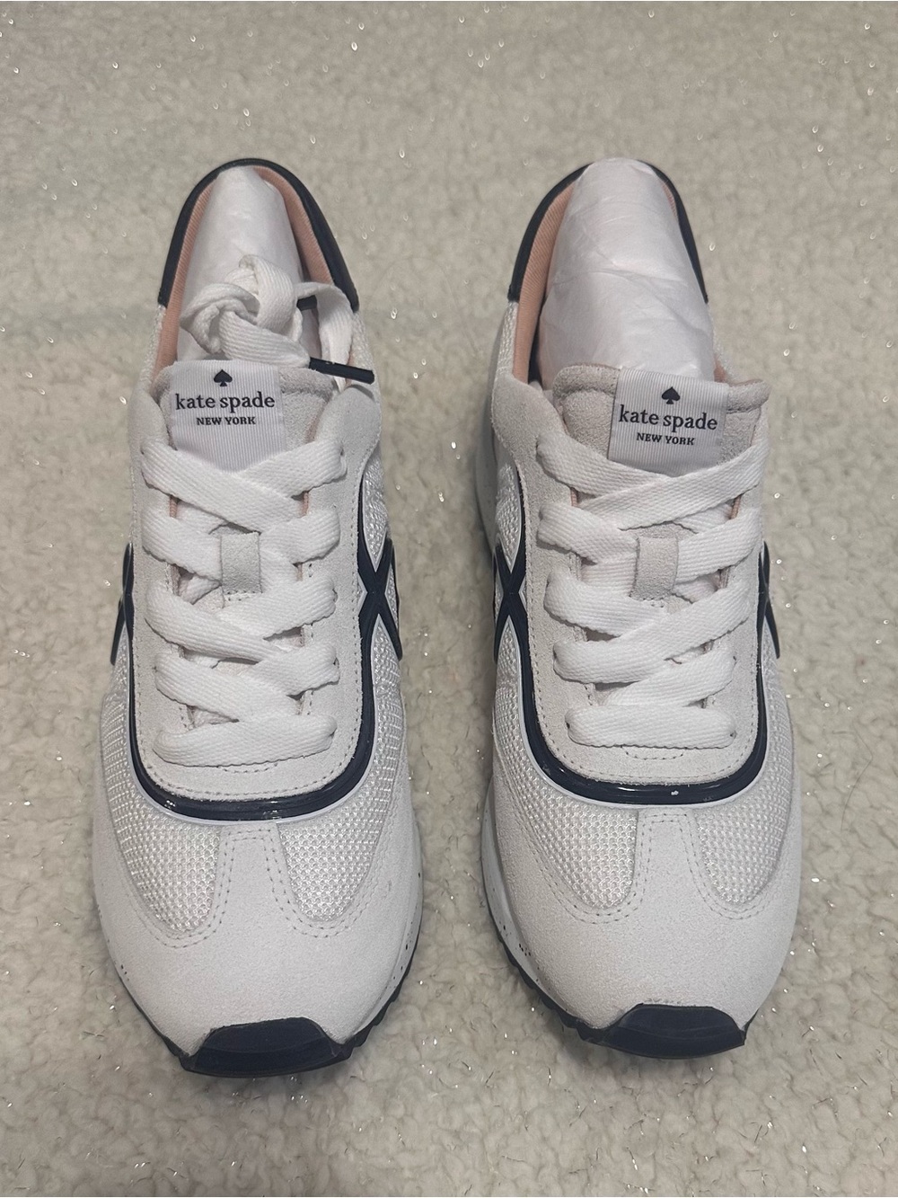 Kate Spade new without tags / unused White and Black Retro Runner Sneakers